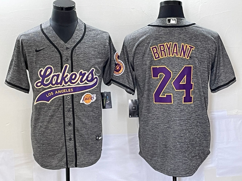 Nike 2023 Men Los Angeles Lakers 24 Bryant Grey NBA Jersey 2024112001